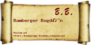 Bamberger Bogdán névjegykártya